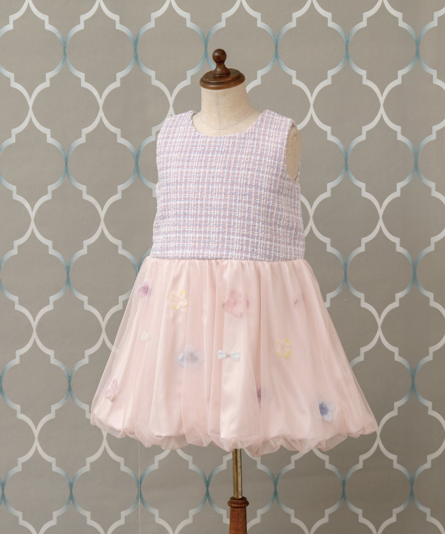 お花とリボンのフォーマルセットアップ(2点セット)/ピンクツイード