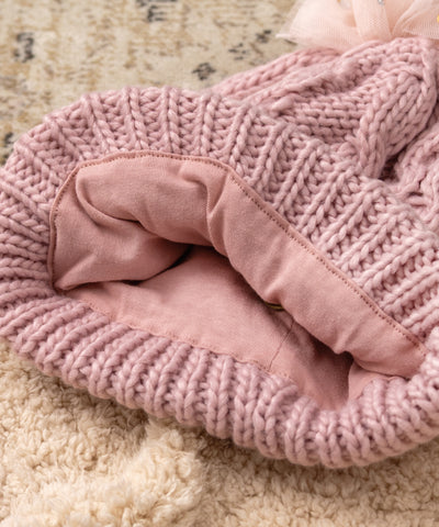 お花とリボンのニット帽