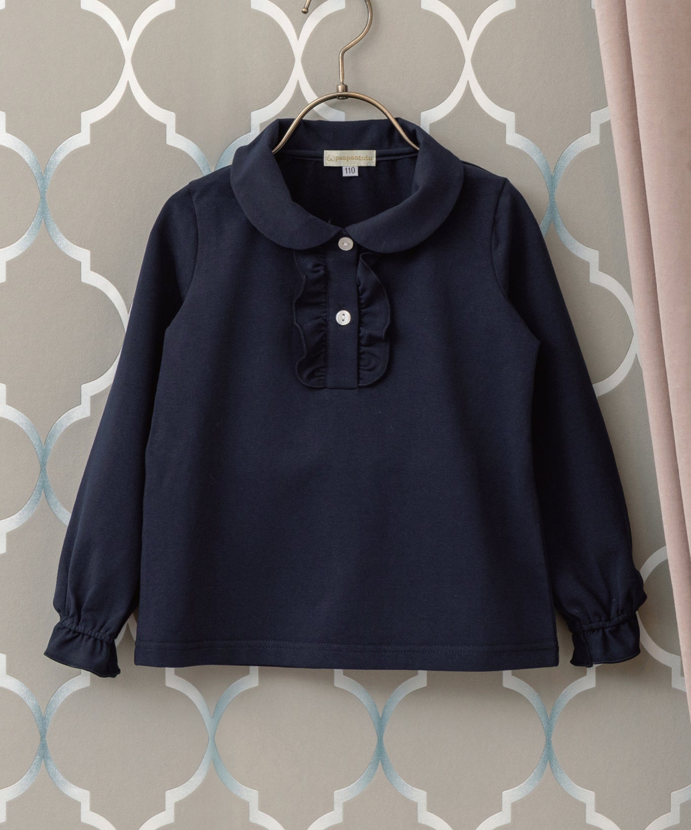 クラシカルフリルブラウス/ネイビー