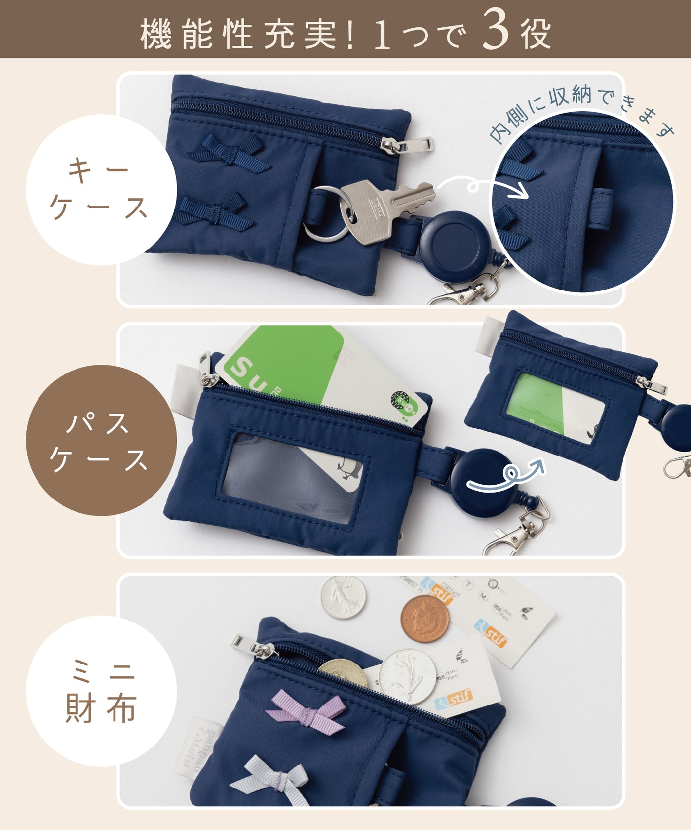 パス＆キーケース(リール付)