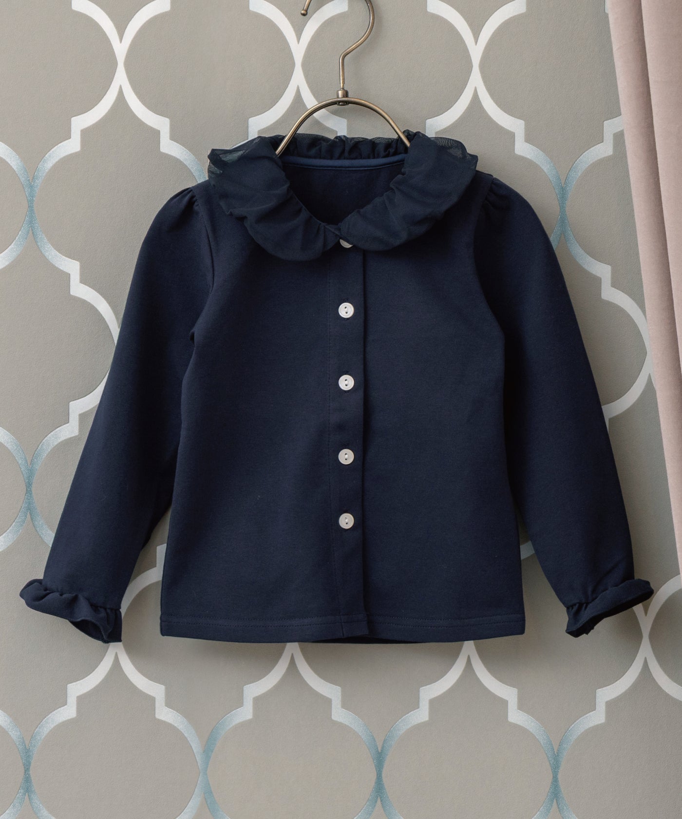 ふんわりえりのブラウス/ネイビー