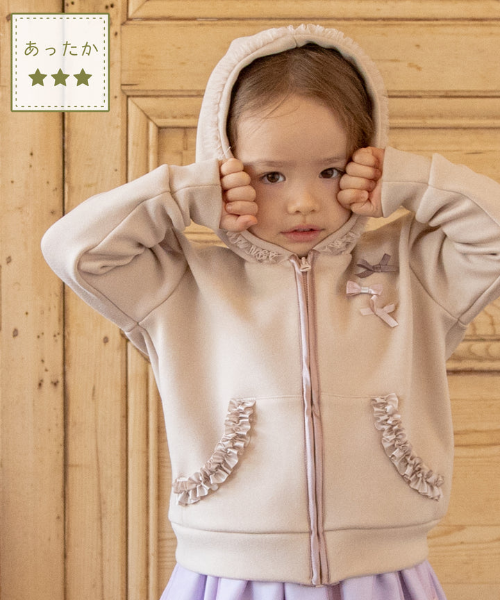 PATOUパトゥ☆リボン付きフードパーカー Sベージュ☆ PATOUパトゥ☆リボン付きフードパーカー Sベージュ☆ Patou リボン