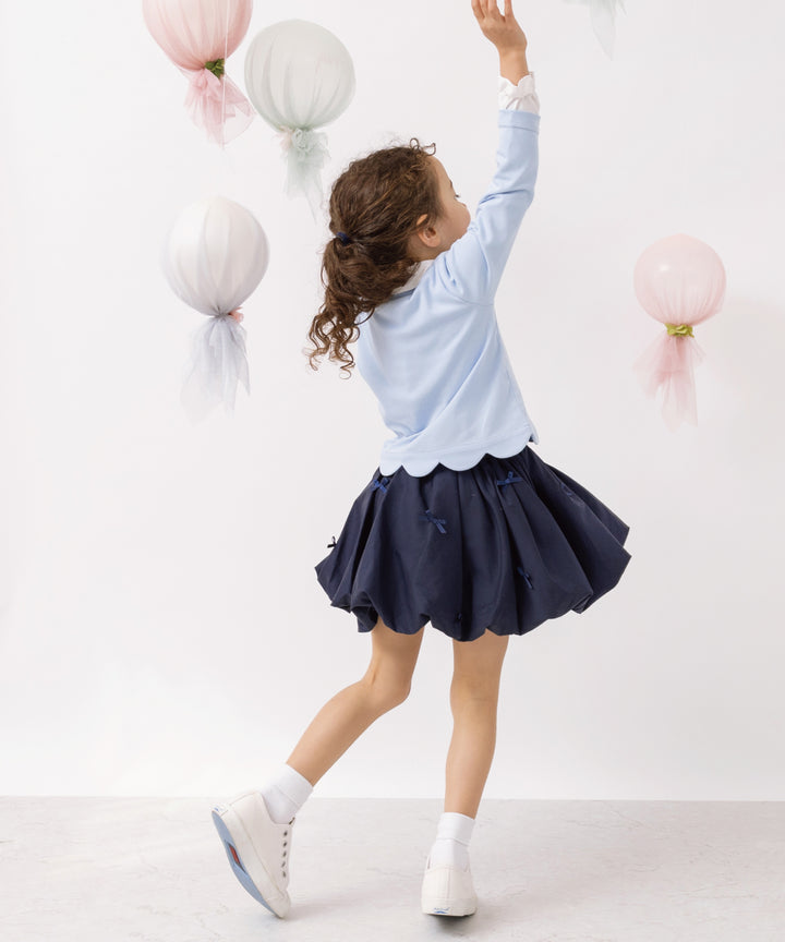 リボンパレードバルーンスカート/フレンチブルー リボン キッズ お揃い