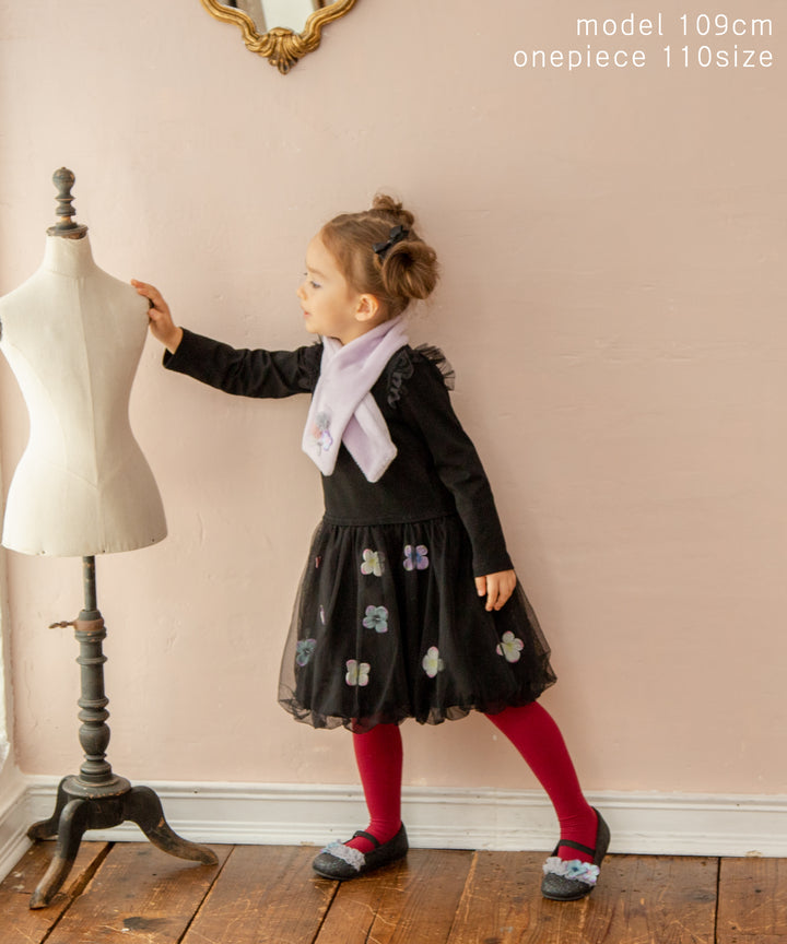 お花とリボンのバルーンワンピ(長袖)/ノアールガーデン フォーマル