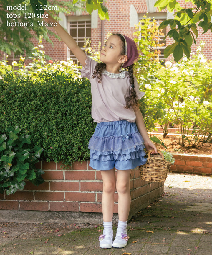 キュロット】 女の子 子供服 レース フリル可愛い 通園 ショートパンツ