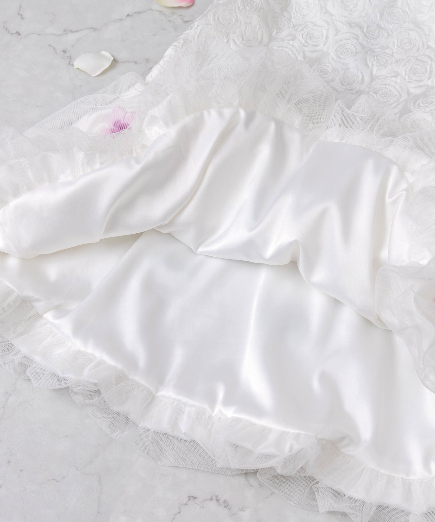 【ONLINE限定】お花とリボンのバルーンワンピ(フォーマル)/ホワイトペタル