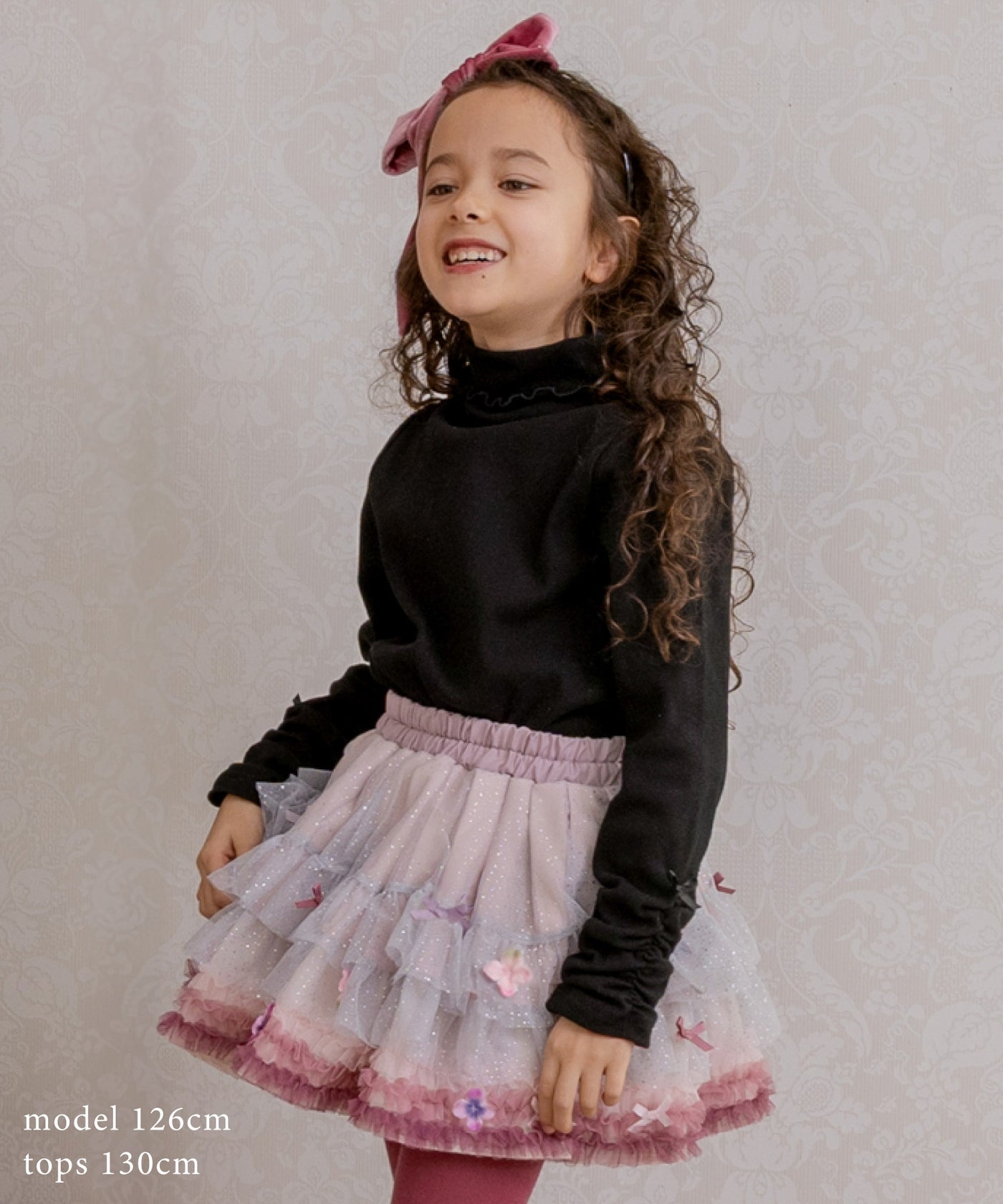 シャーリングハイネックトップ/ブラック