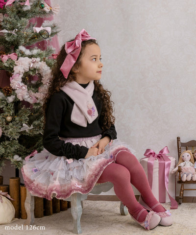 お花とリボンのもこもこマフラー