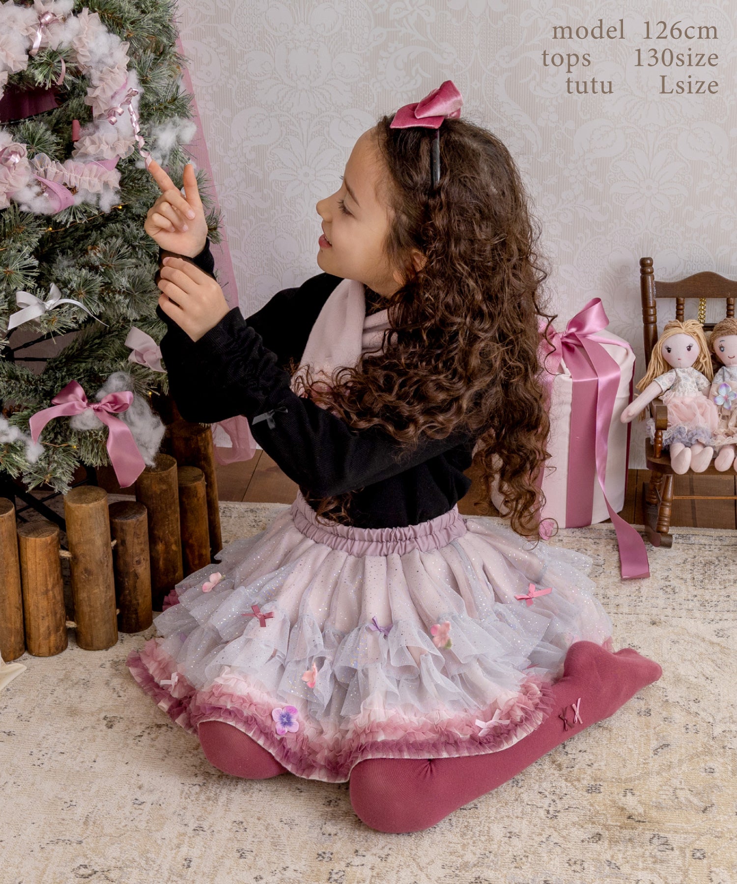 【ご予約】お花とリボンのデコレーションチュチュ/ピンクダイアモンド(12月上旬〜お届け)