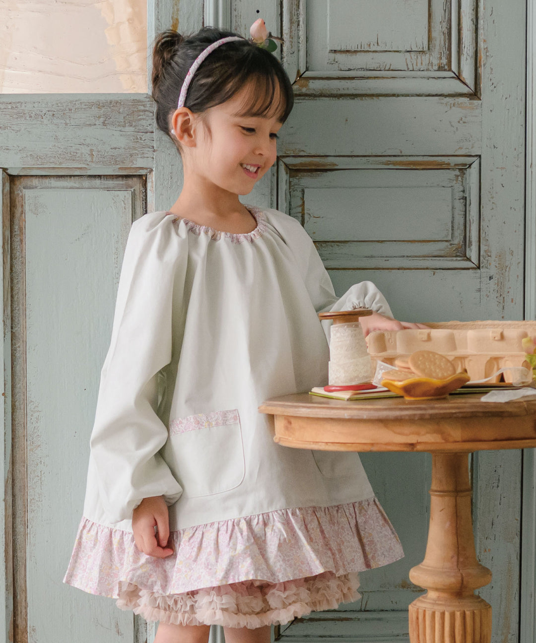 スモック】幼稚園 保育園 通園 子供 キッズ かわいい エプロン 長袖 花