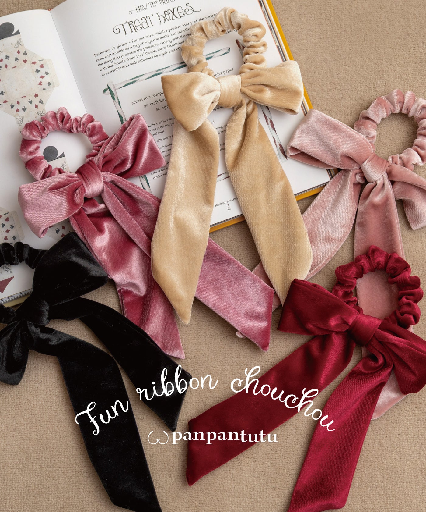 2wayファンリボンシュシュ(ベルベット)