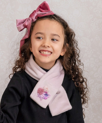 お花とリボンのもこもこマフラー