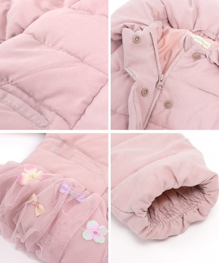 ねこまる様 お花とリボンのバルーンコート 90サイズ ベビーピンク