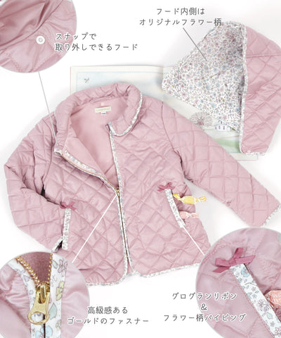 【ONLINE限定】2wayフラワーキルトショートコート/ジュエルレッド